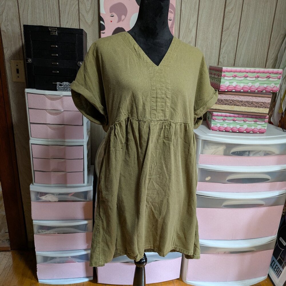 Comfy Olive Green Wear-Everywhere Dress